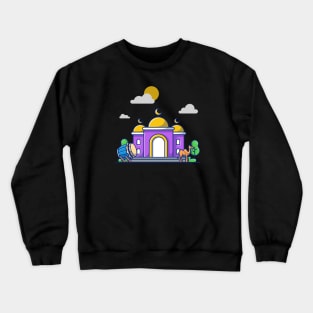 Mosque with bedug drum and camel Crewneck Sweatshirt